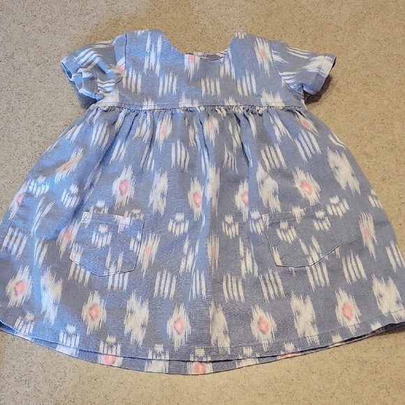 Carter's Blue and White Casual Flutter Sleeve Dress With Diaper cover 9 Months - Picture 1 of 7